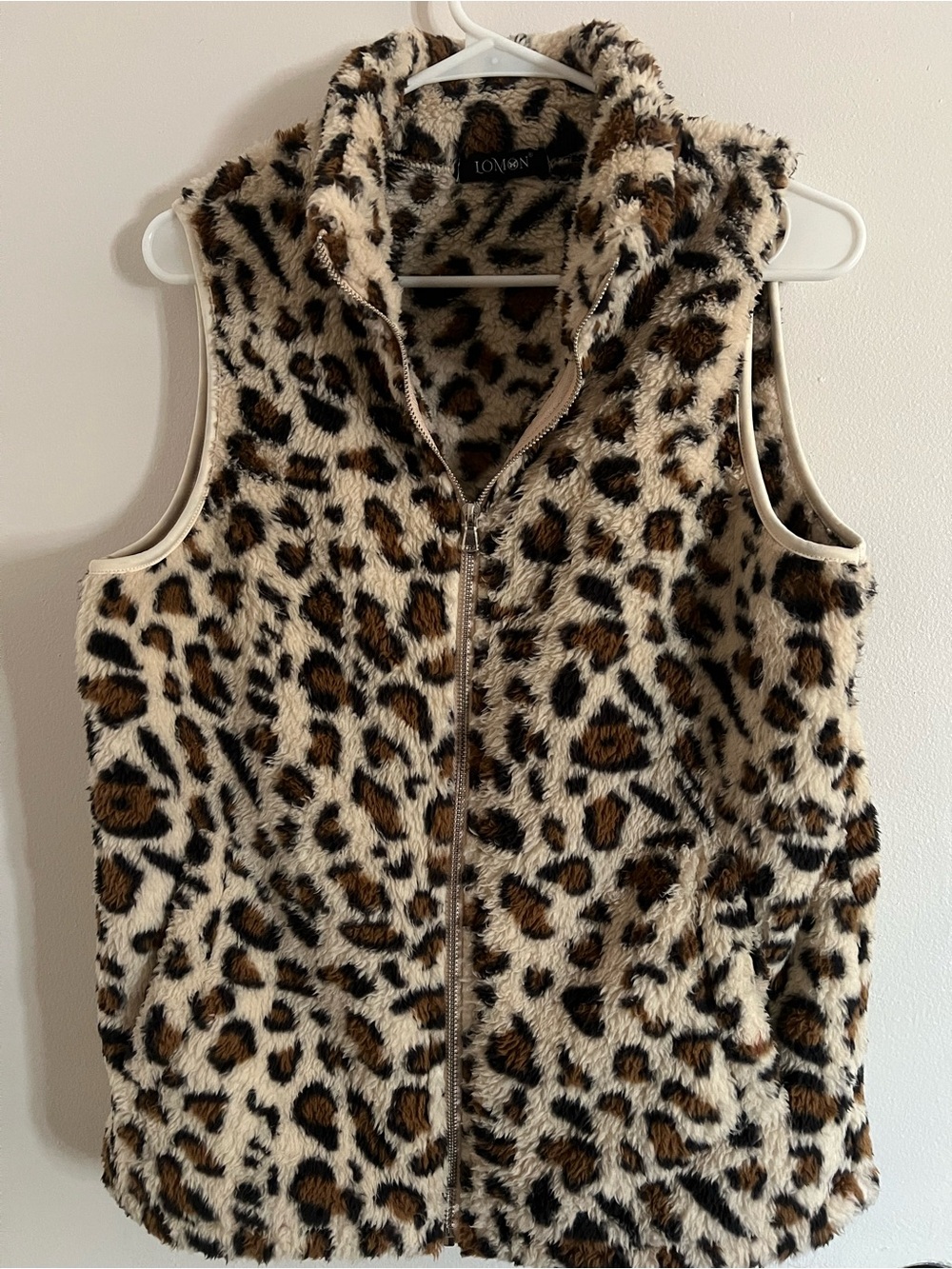 London Fog woman’s Faux Fur Leopard Print Vest - Brown/Black